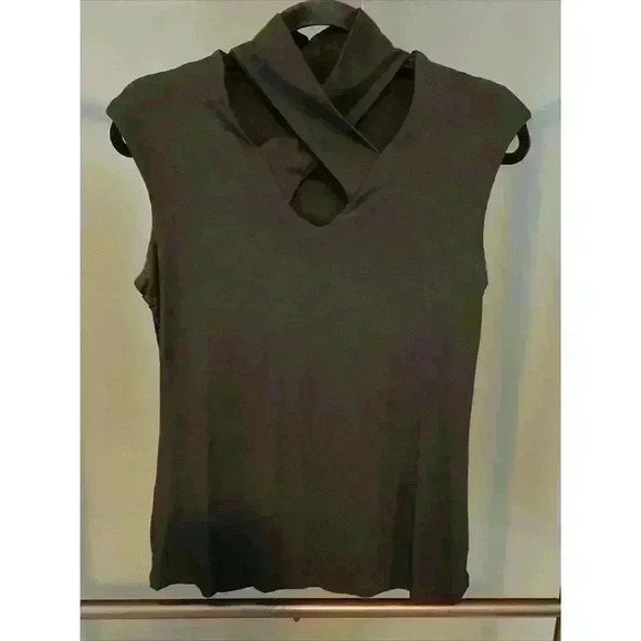 Tahari Women's Black Tank Top Size Small Cross Cross Design Dressy Tank Top - Picture 2 of 14